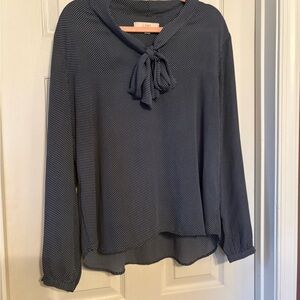 LOFT Navy and White Patterned Blouse